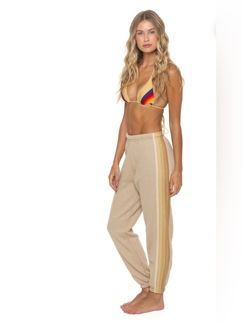 Aviator Nation x Tocaya Unisex Vintage Tan Sweatpants Size Large